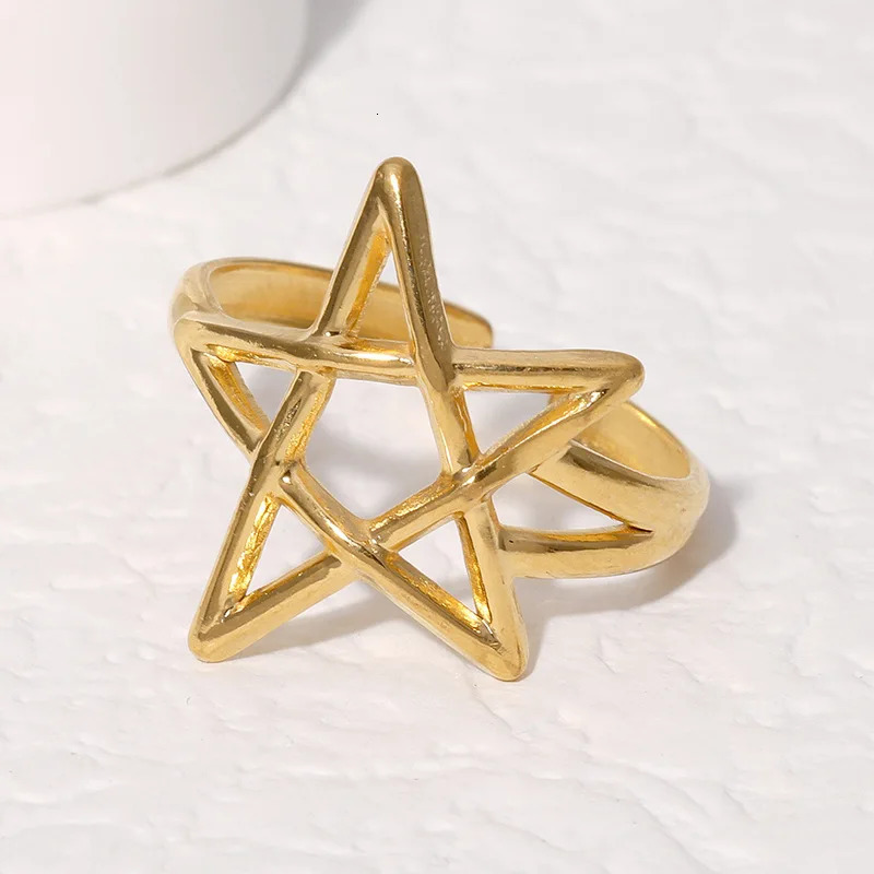 20pcs/lot Vintage Stainless Steel Gold Silver Color Star Open Adjustable Ring for Women Men Fashion Jewelry Gift Wholesale 250716