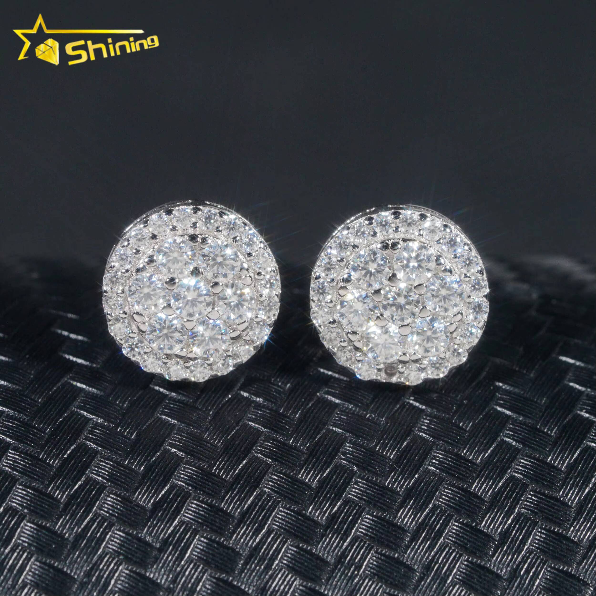Gra Certificate Pass Diamond Tester Iced Out Hip Hop Jewelry Popular 925 Sterling Silver VVS Moissanite Stud Earrings