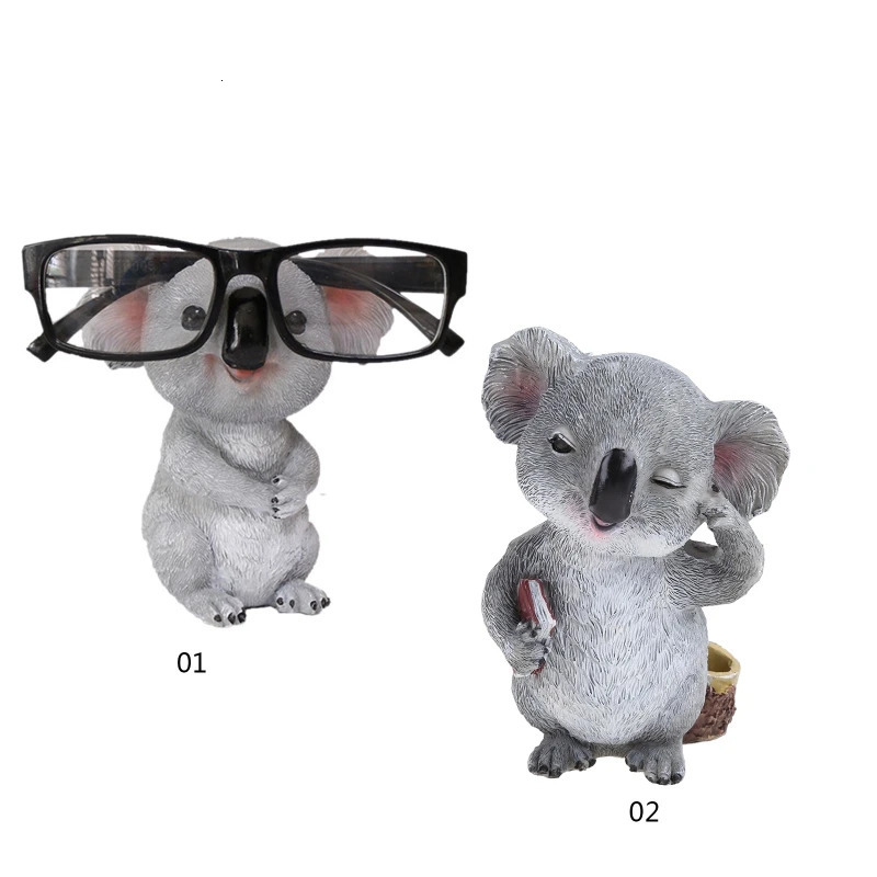 Koala Figurines Glasses Holder Resin Animal Statues Sunglasses Eyeglasses Pen Display Stand Desktop Ornament 250716