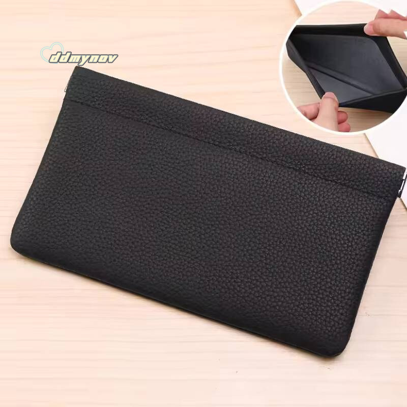 Self-Closing Artificial Leather Long Wallet Passport Drivers License ID Holder Headphone Data Cable Storage Cash Pouch ddmynov
