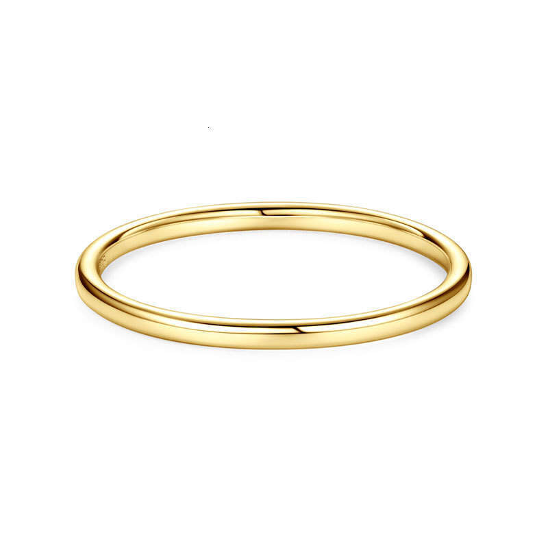 Sterling Silver Inherited Plain Band Gold Plated Simple Versatile Unisex Couple Ring 1C7