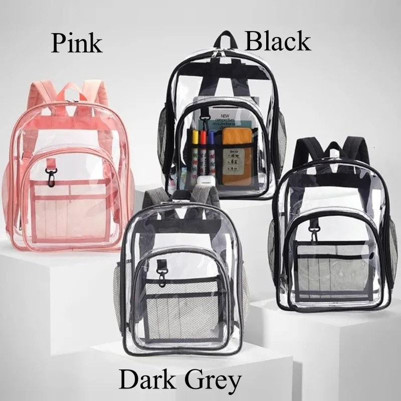 Backpack Waterproof Transparent School Bag Girl Large Capacity Backpack Solid Clear Backpack Men Fashion Transparent Plastic Bag 250714