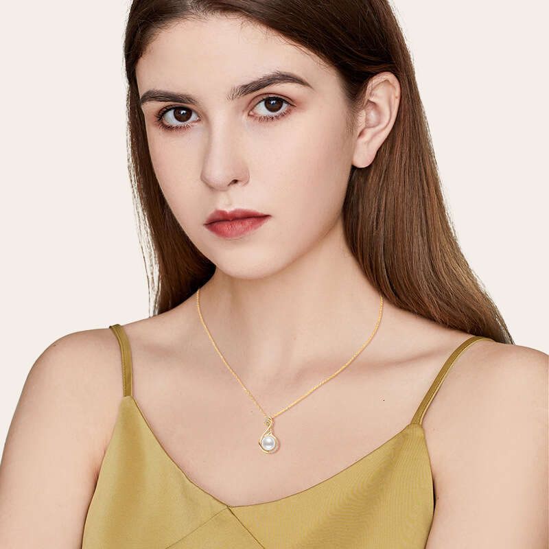 New Versatile Swan Necklace For Women 14K Gold Plated Natural Freshwater Pearl Sweater Chain 50F