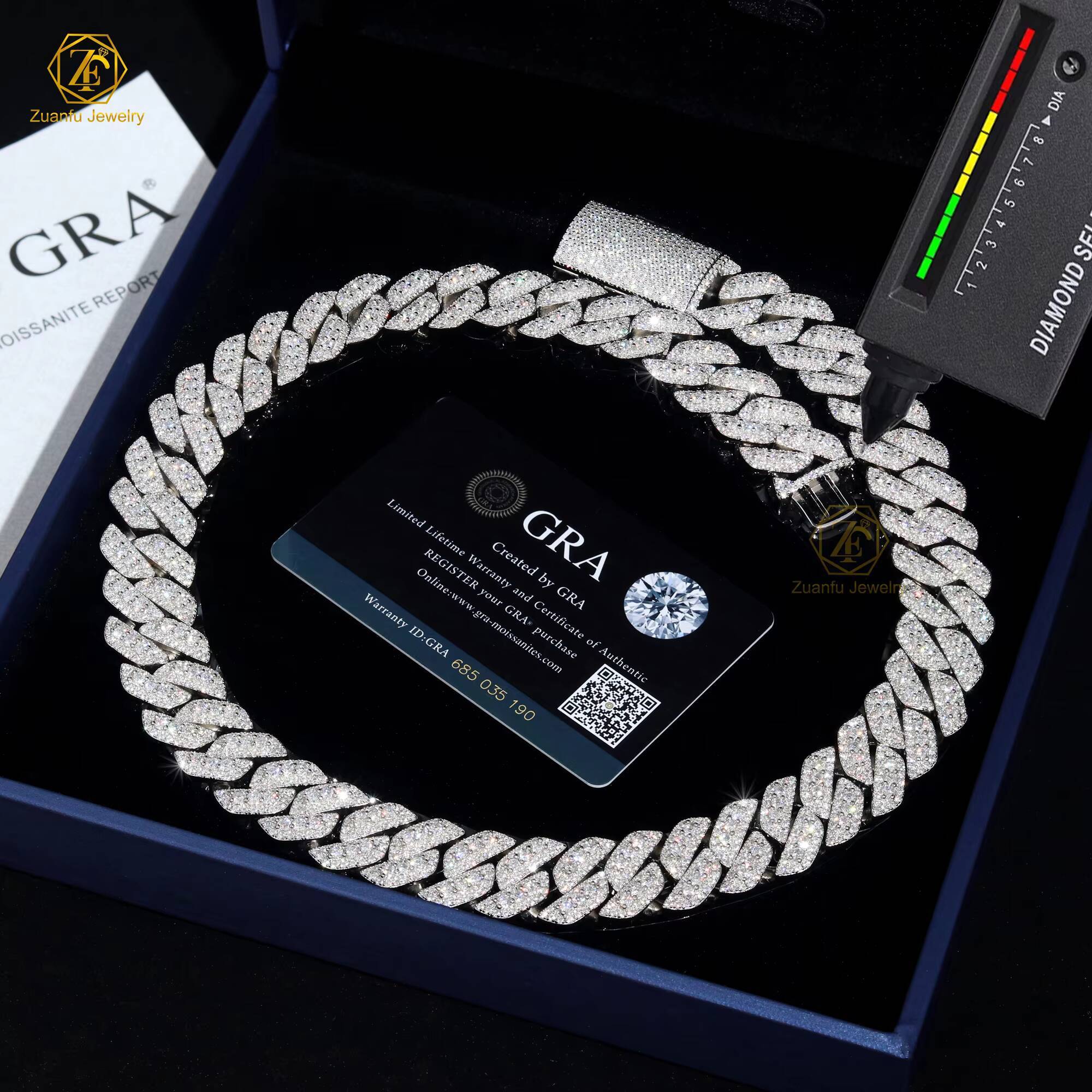 18MM Width Fine Jewelry Men Necklace Sterling Silver 925 Iced Out Moissanite Hip Hop Iced Out Cuban Link Chain