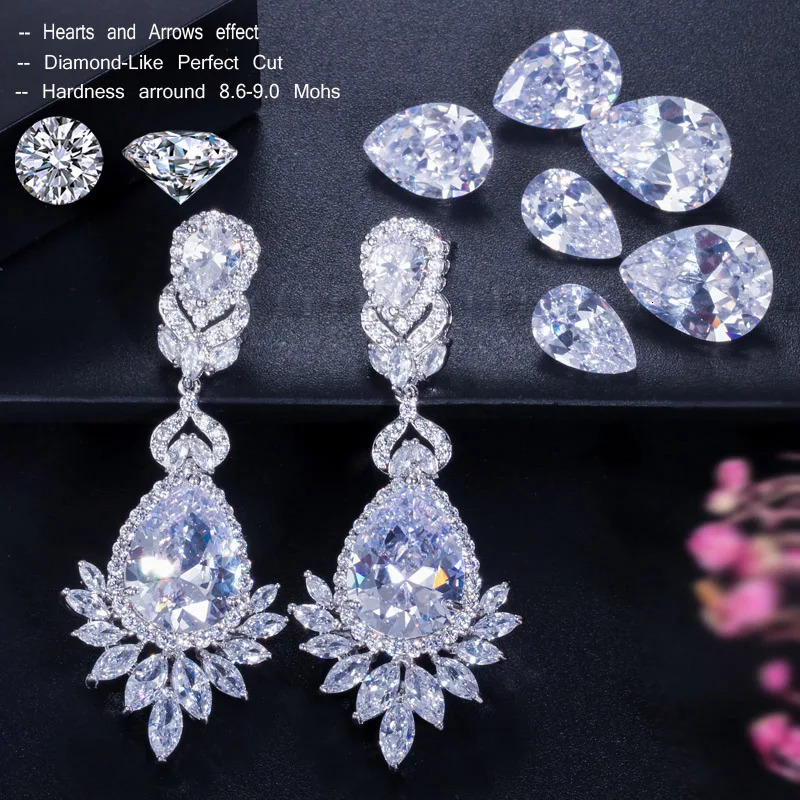 CWWZircons Elegent Evening Dinner Party Wedding Jewelry Long CZ Crystal Big Drop Dangle Earrings for Brides CZ055 250716