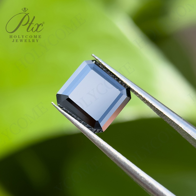 Holycome 6*6mm~12*12mm Black Color VVS1 Loose Moissanite Gemstone Factory Fine Jewelry Making Wholesale Price Asscher Cut Moissanite Diamond