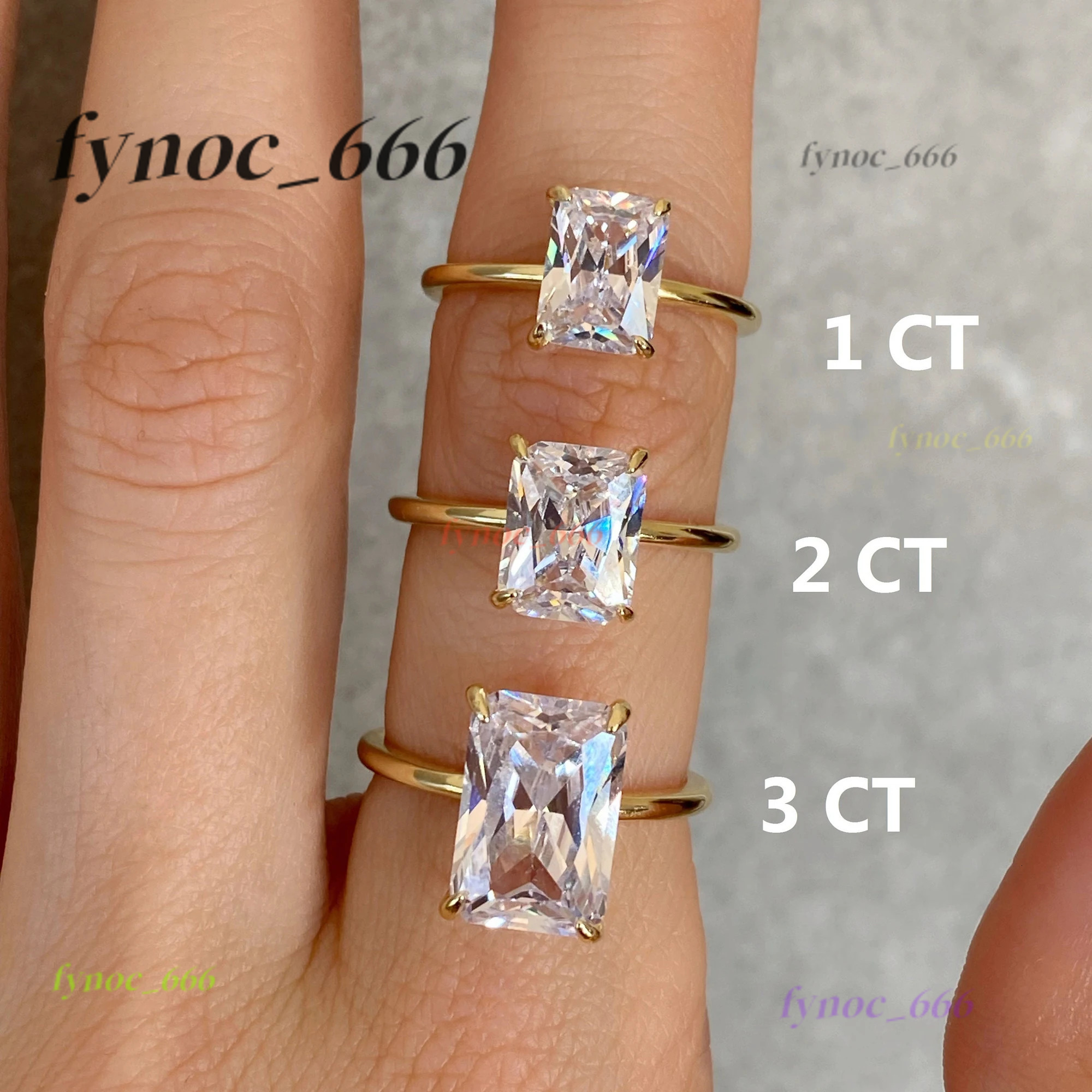 Minimalist 1-3ct Radiant Cut Moissanite Ring 925 Sterling Silver Engagement Solitaire Rings for Women Gold Plated Handmade Gifts