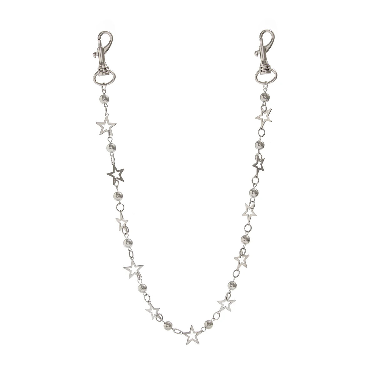 Salircon Punk Hip Hop Five-Pointed Star Jeans Chain Keychain Men Trendy Spider CCB Bead Pants Chain Decoration Jewelry 250717