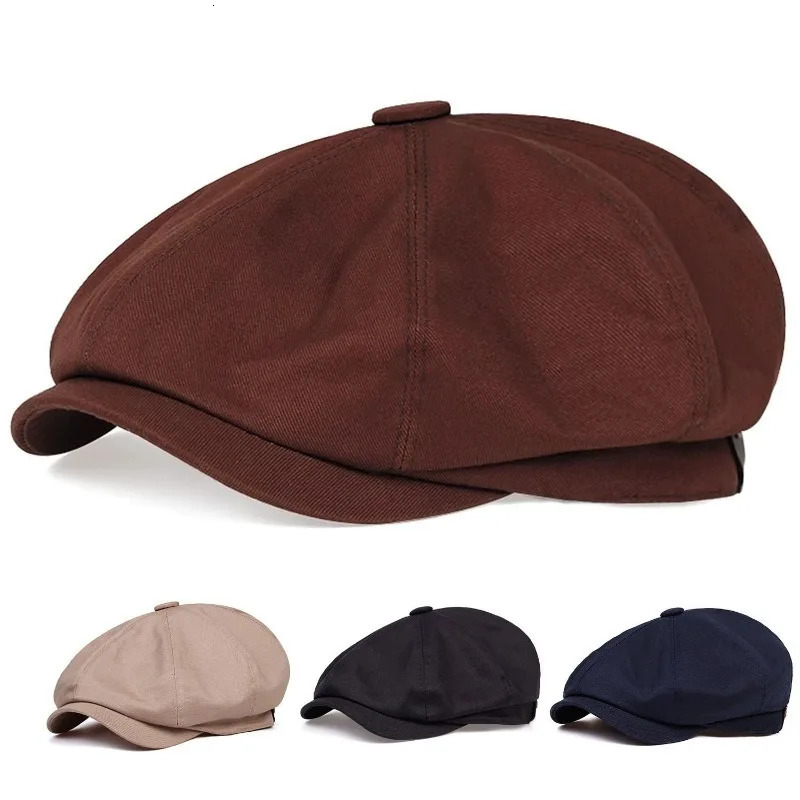 British retro octagonal hat big head circumference casual mens and womens four season retro beret 250716