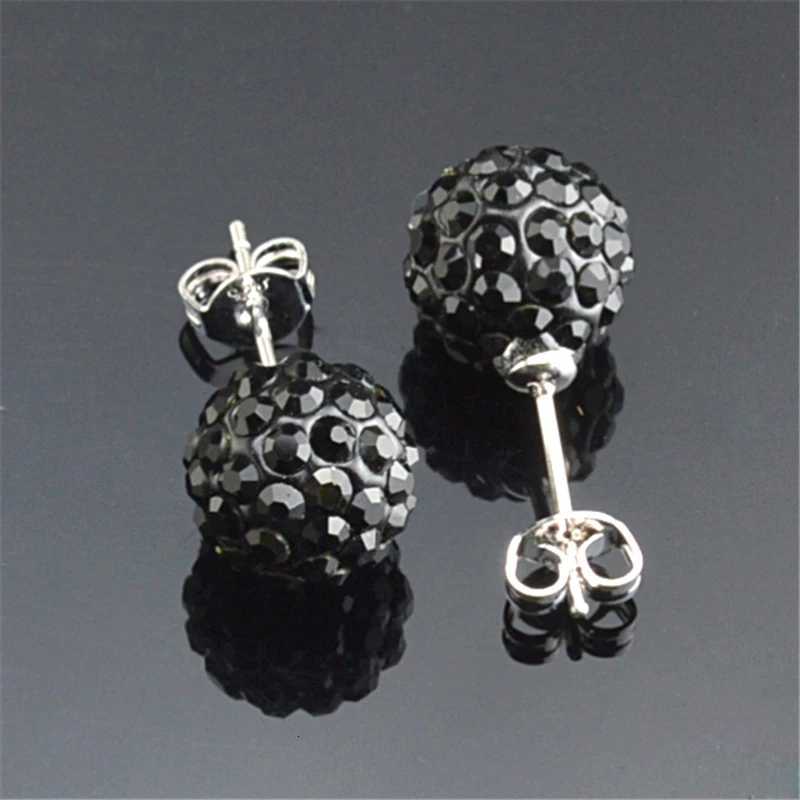 10mm New Silver Color Ball Red Rhinestone Crystal Ball Pave Beads Stud Earrings Jewelry for Women 24 Colors AB White y250715