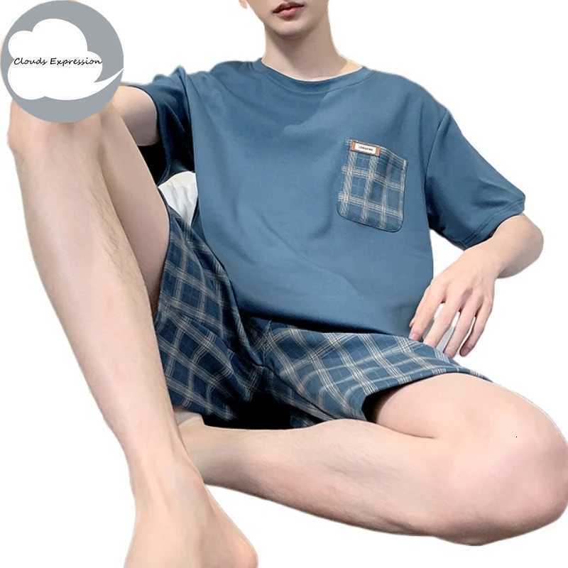 Summer Plus 4XL Knitted Pjs Short Sleeve Mens Pajamas Sets Male Pajama Set Plaid Pajama For Men Sleepwear Suits Homewear Fashion W250717