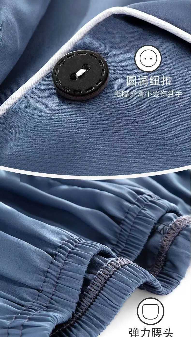 Luxury Mens Pajamas Set Long Sleeve Bamboo Silk Sleepwear Lightweight Home Loungewear Premium Nightwear M-5XL W250717