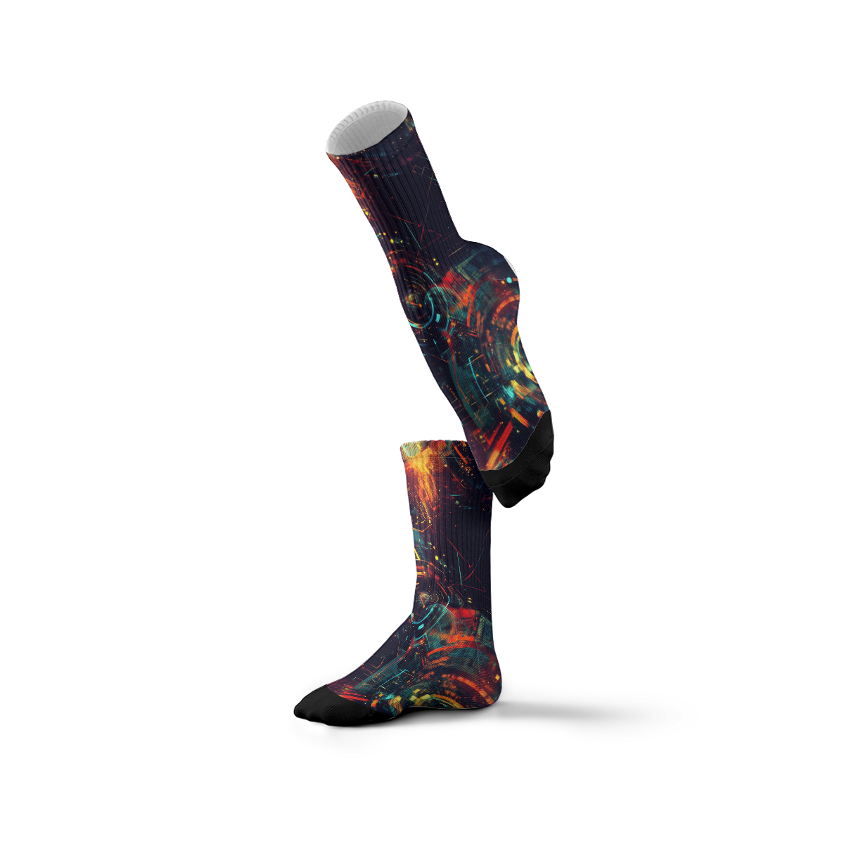 Cyberpunk Tech fashion tube Socks: Trendy Futuristic Vibes
