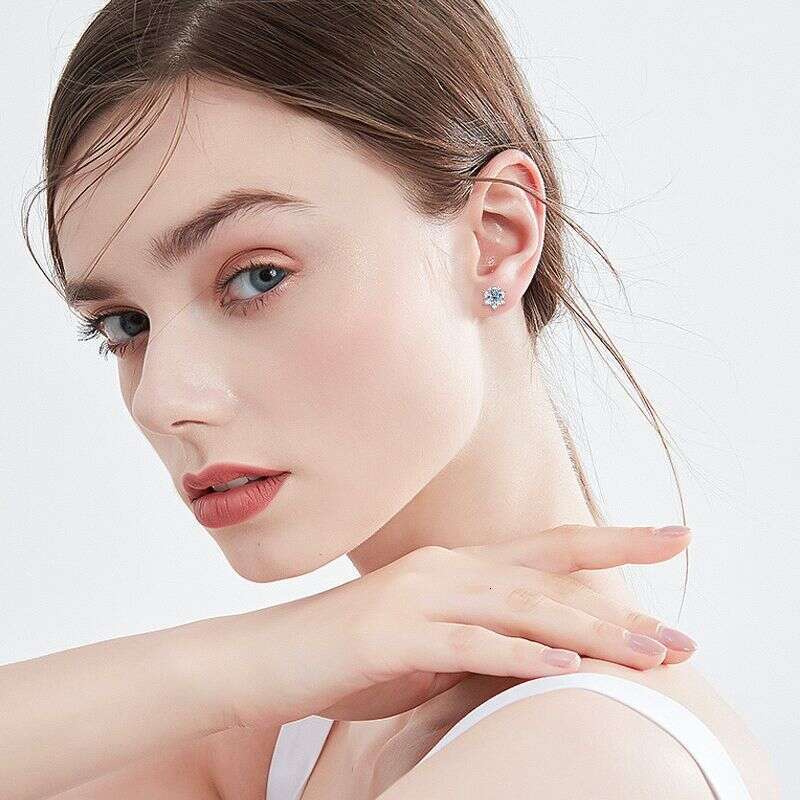 Tiktok Iuencer Style High-End Snowflake For Women Fashion Niche Moissanite Pure Sier Earrings Non-Fading 488