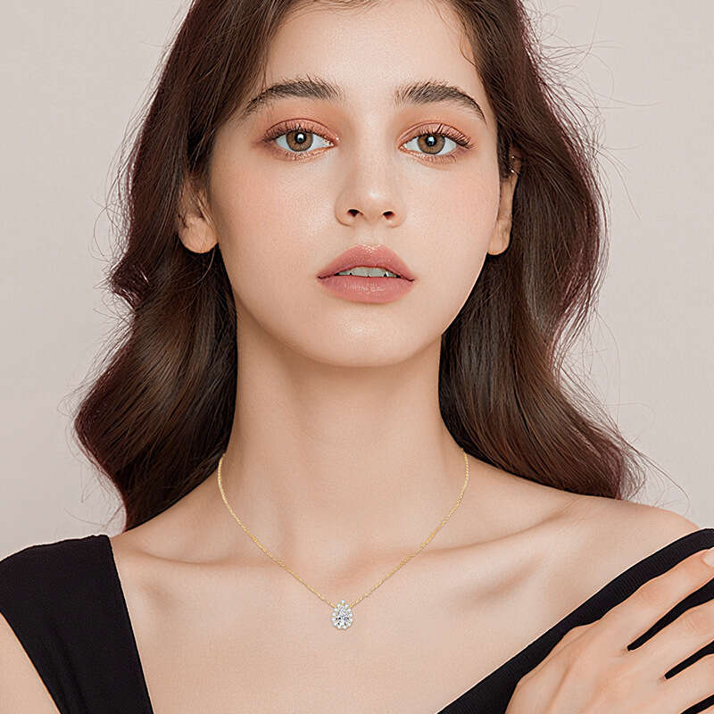 S Pure 1 fashion Moissanite Necklace For Women Fashion Classic Round Snowflake Sier Pendant Clavicle Chain F52