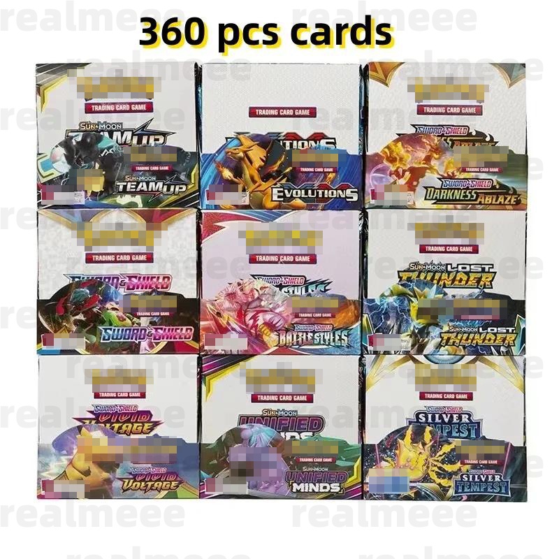 Board Game 360Pcs/Box Poke Pika English Booster Card REBR THU BUR SWO ULT Collectible Cards Children Toys Gifts