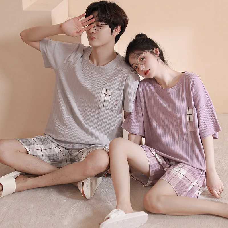 Summer Short Sleep Top Pant Cotton Pajamas Set For Men Women Cartoon Homewear Couples Sleepwear mens pajamas pajamas W250717