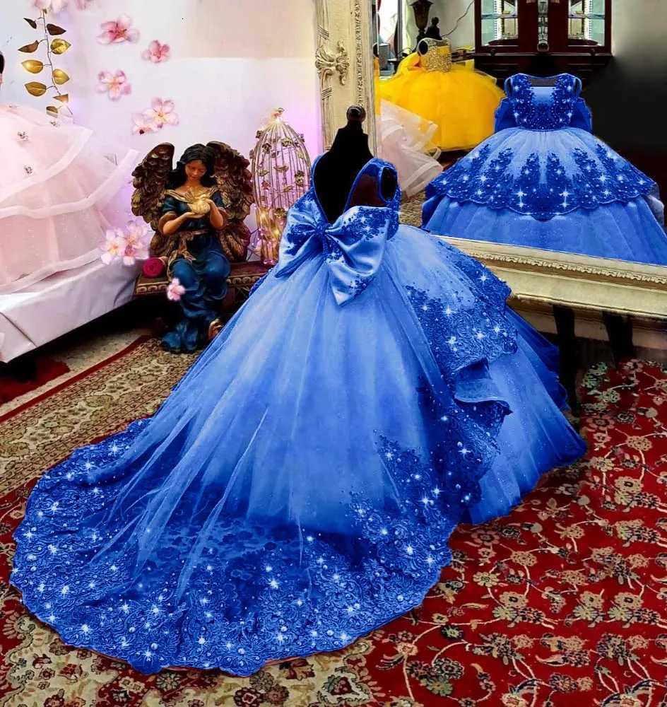 Green Applique Flower Girl Dress For Wedding Tulle Sleeveless Floor Length Puffy Kids Birthday First Communion Princess Gowns Z250716