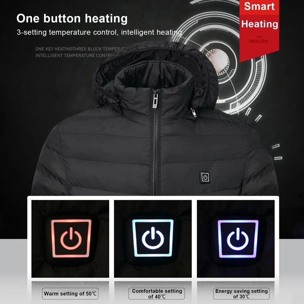 Men 9 Areas Heated Jacket USB Winter Outdoor Electric Heating Jackets Warm Sprots Thermal Coat Clothing Heatable Cotton jacket 250716