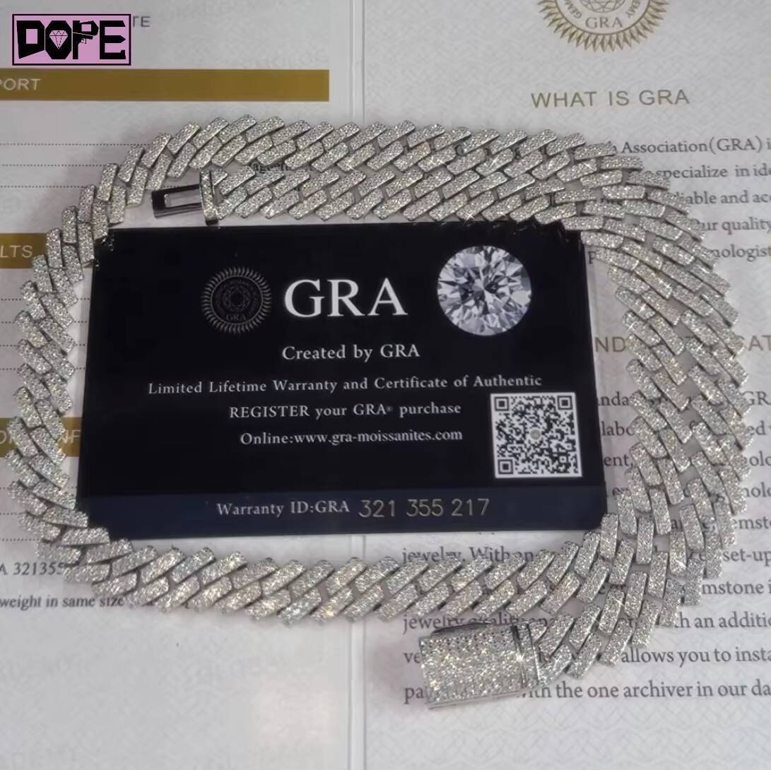 Vvs 16mm Iced Out Cuban Link Chain Men Necklace 925 Silver Hiphop Custom Moissanite Cuban Chain