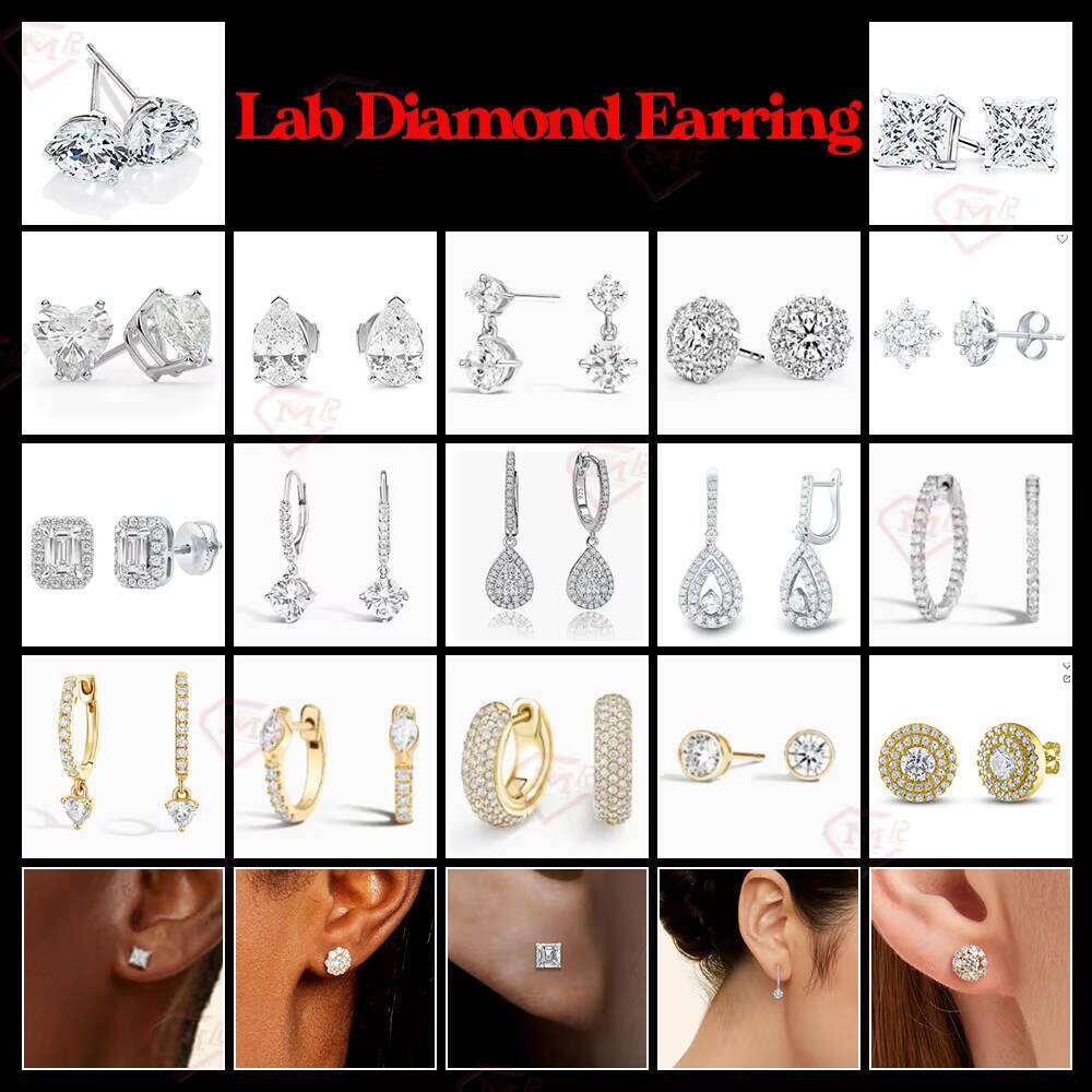 DEF-VVS Lab Grown Dia Eternity Wedding Earrings 14mm 10K White Gold Hoop Stud for Women