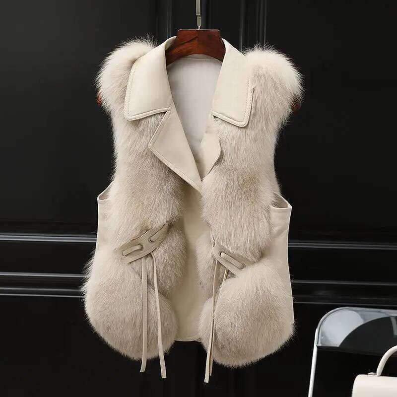 Designer Clothing Women's Fur Coat 2025 Autumn Winter Vest New Clothing Collection Spliced Fashion Fashion