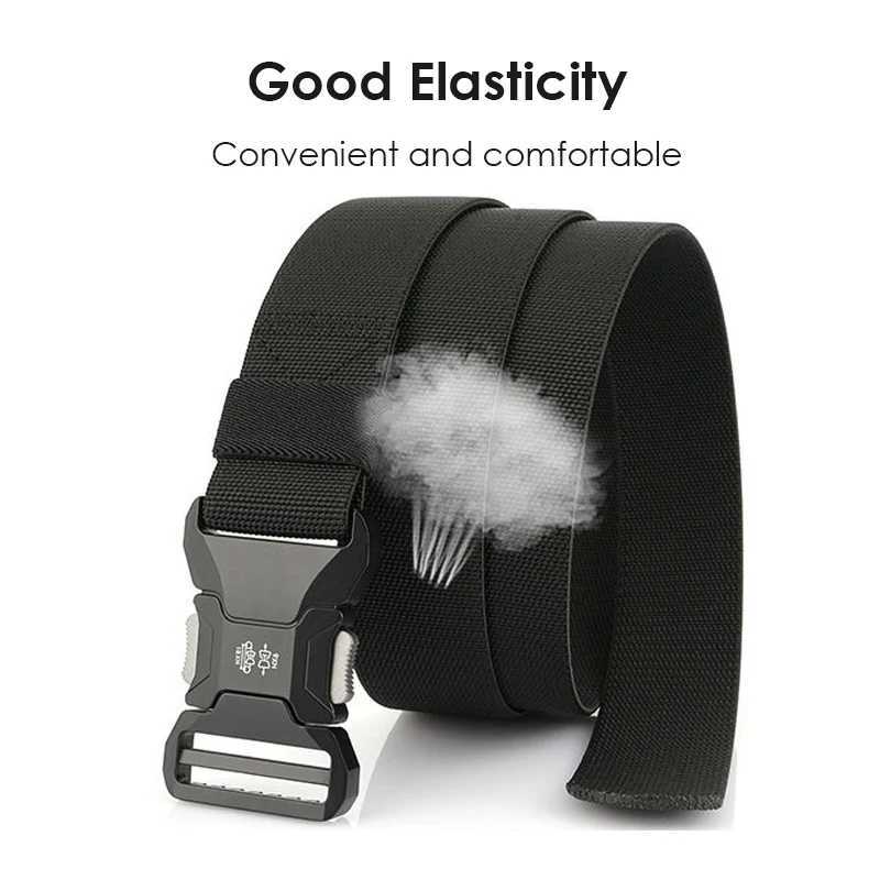 VATLTY New Mens Elastic Belt Metal Buckle Quick Release Soft Casual Belt Polyester Tactical Outdoor Stretch Belt Male Waistband W250717