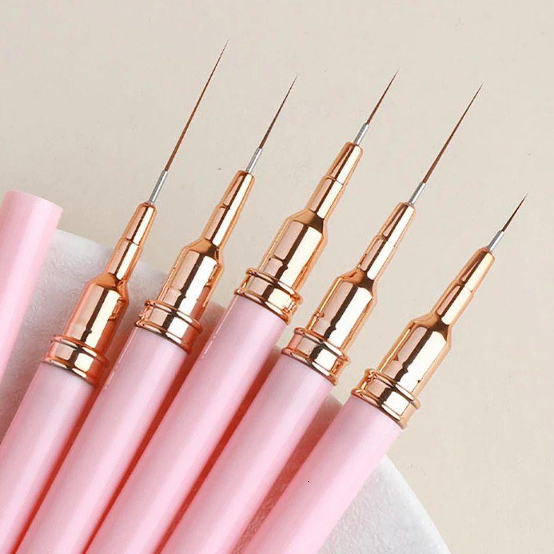 5pcs Nail Art Liner Brush Set UV Gel Nail Brushes Kits French Stripe Line Painting Drawing Flower Pen Professional Manicure Tool 250716