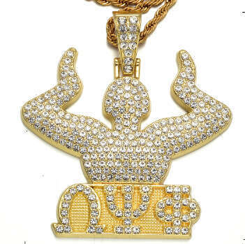 Hot Selling Full Dia Letter Pendant Hip Hop Trendy Personalized Alloy Rhinestone Braided Chain Necklace