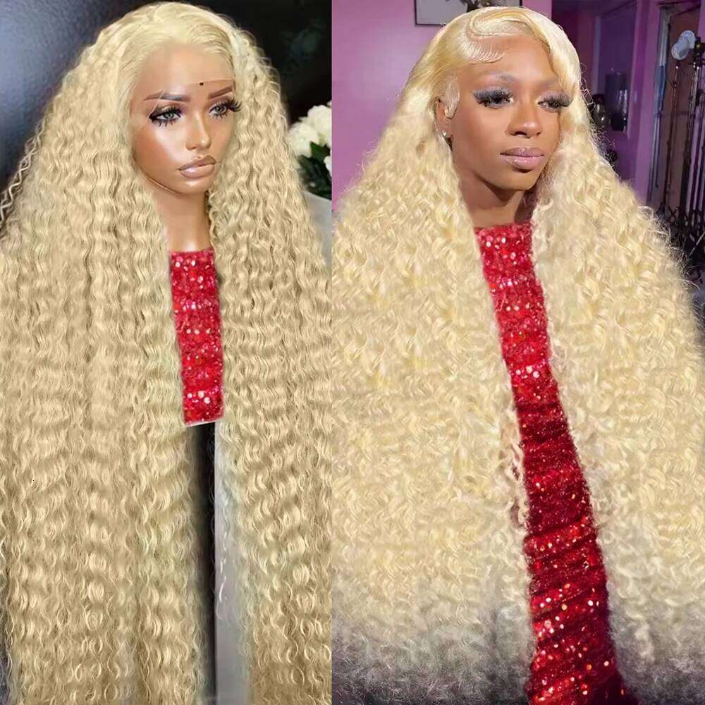 Deep 13x6 HD Frontal Human Hair Wig 30 40 Inch Curly 613 Honey Blonde Water Wave 13x4 Lace Front Wigs For Women 250%
