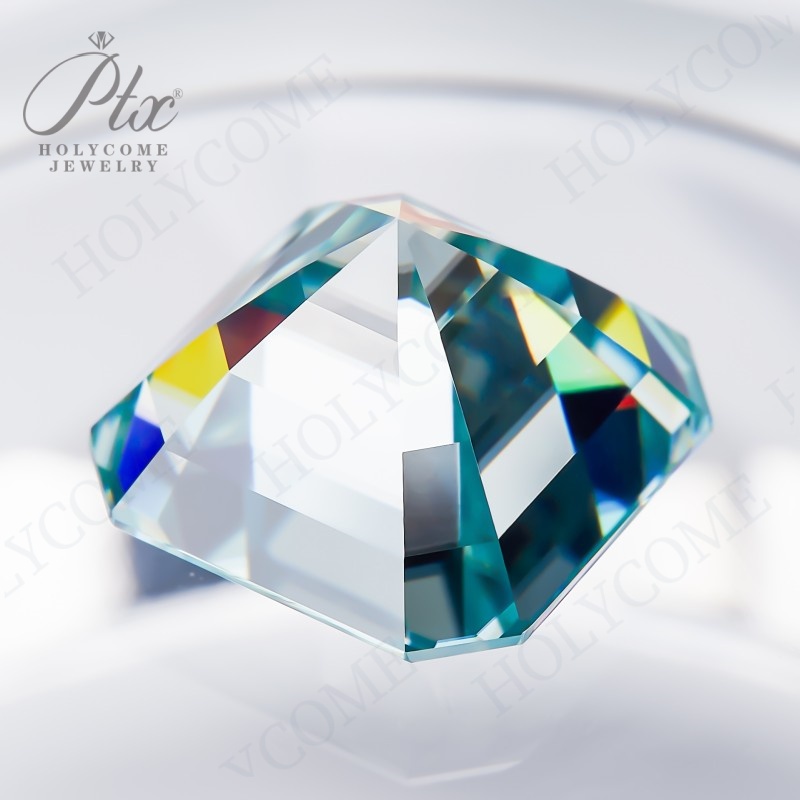 Hot Sale Asscher Brilliant Cut Aqua Blue Tone Original Color VVS1 Mossanite Diamond All Sizes 1ct to 10ct GRA Diamond Loose Moissanite Stone