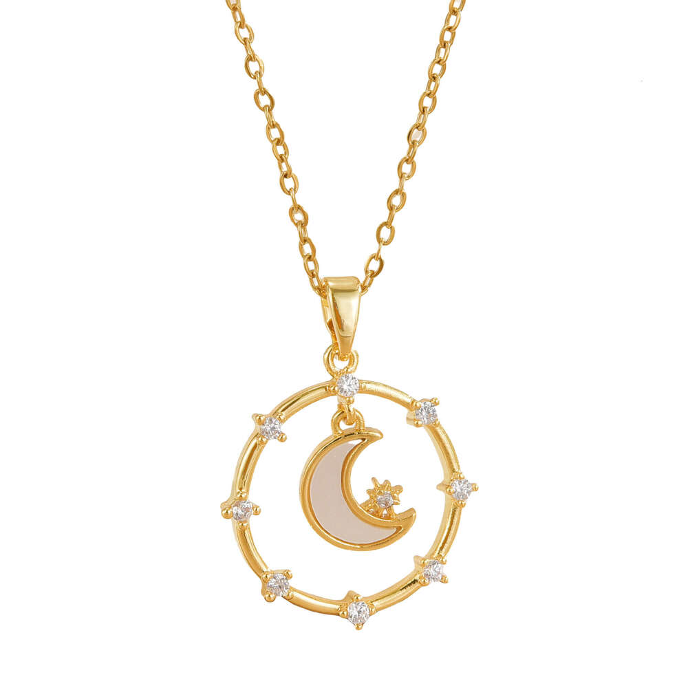 ~Necklace For Women Ins Niche Design High-End Light Collarbone Chain Moon Choker Student Best Friend 9Ca