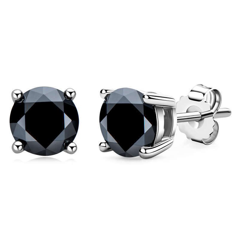 Fashion Personality Trendy Unisex Sier Gold Plated Black Moissanite Earrings 261