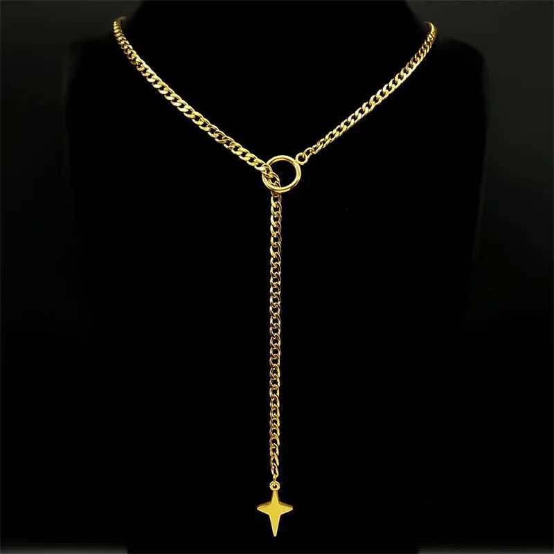 Heart O-ring Long Chain For Women Men Punk Rock Necklace Stainless Steel Key Lock Necklaces Adjustable Y-necklace Jewelry Gift XJ250717