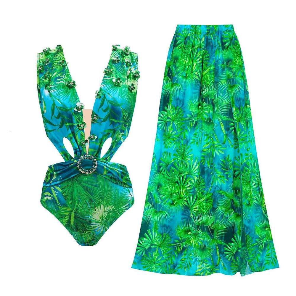 2024 New Sexy Bikini Set Printed Dia Brazilian Biquini Women Swimwear Skirt Bathing Suit Girls Summer Beachwear Dress