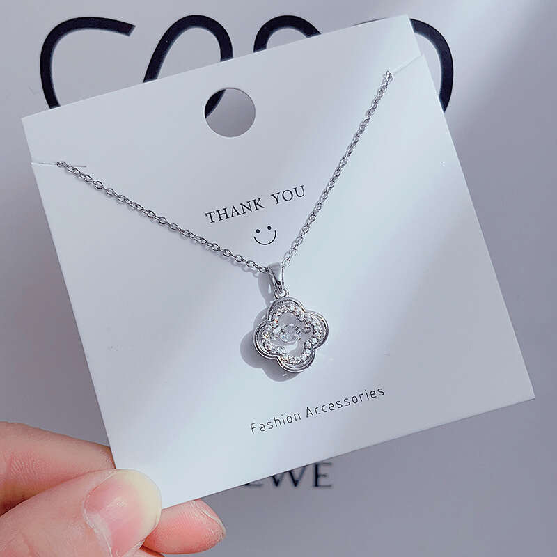 Korean Style Niche Design Smart Necklace For Women, Elegant And Simple Four-Leaf Clover Pendant Clavicle Chain Geometric Choker Jewelry 560