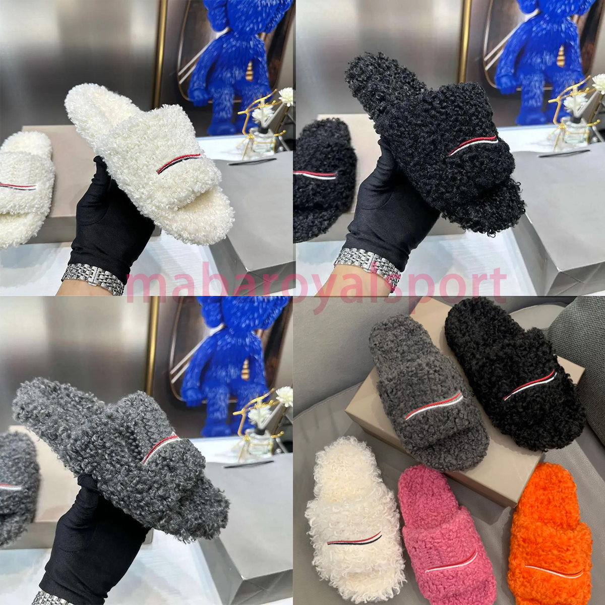Designer Luxury Furry Slides Paris slippers Ladies fashion Wool Fur Fluffy Furry Warm Letters Sandals Comfortable Fuzzy Flip Flop Slipper Casual warm Slides