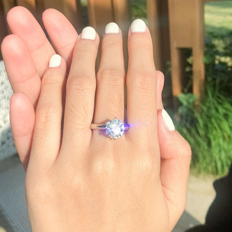 T Brand Luxury Classic Six-Prong Moissanite D Color 3 fashion S Pure Silver Gold-Plated Wedding Ring Fad