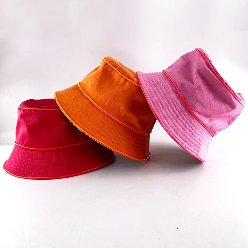Solid Color Style Beach Cap luminous fisherman hat EL wire Bucket Hats glow in the dark for club rave party wedding props 250716