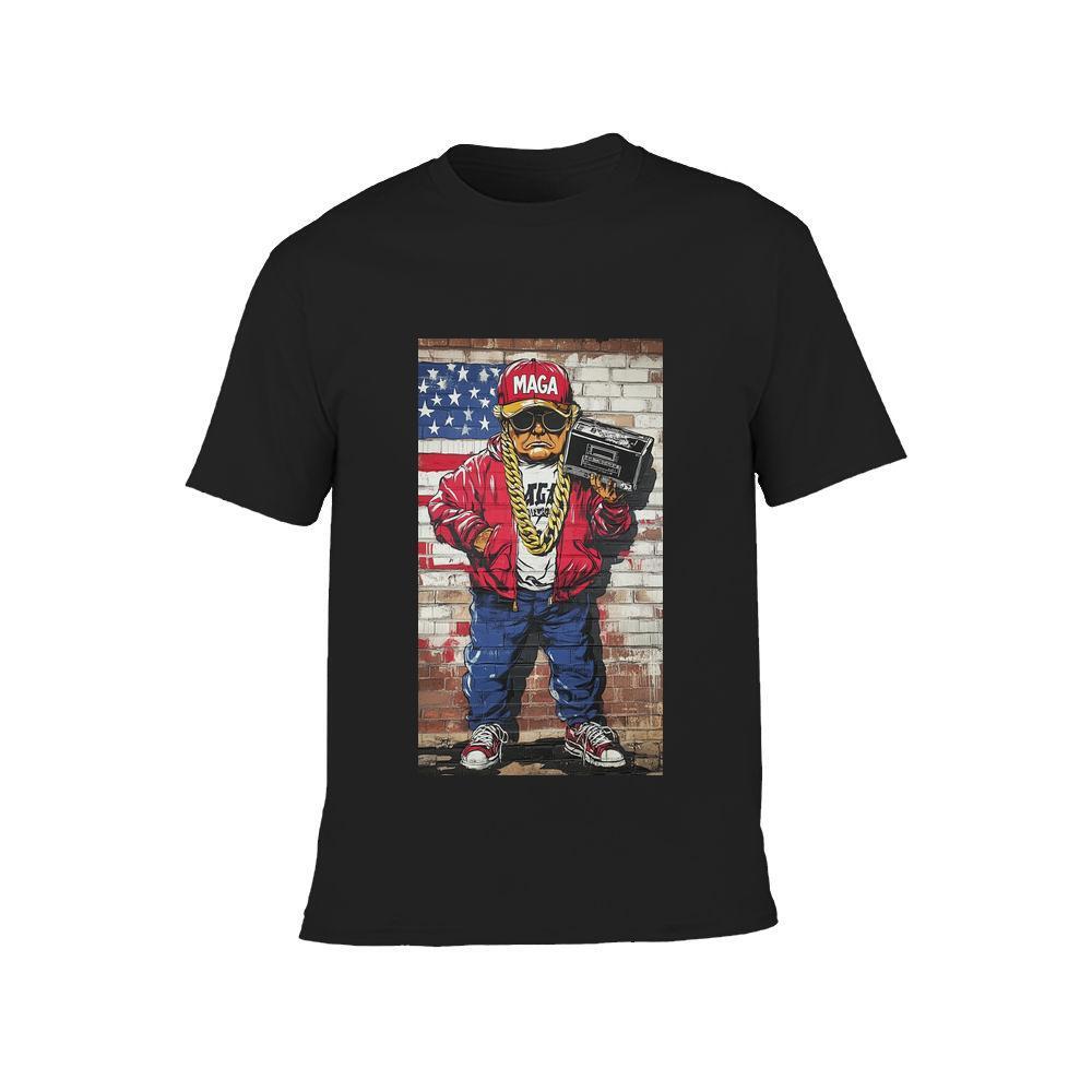 ddmywed Boy and girl Children's T-shirt T-shirt with image a rapper in front of an american flag