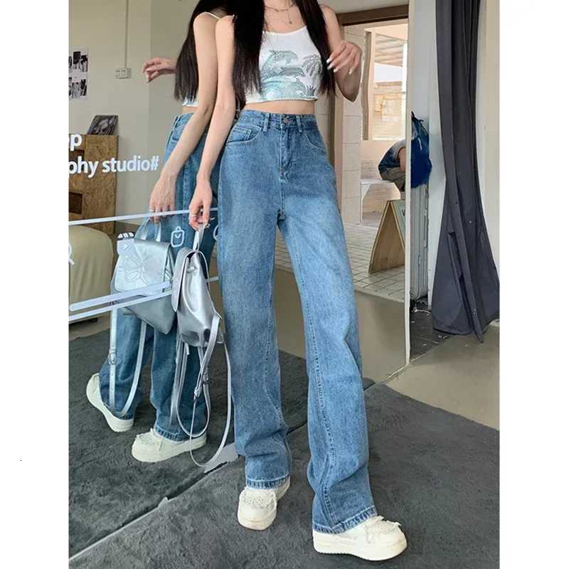 Korean Retro Classic Jeans Womens Wide Leg Pants Mom Femme Black Y2K Jeans High Waist Womens Trousers Pants Womens Pants R250716