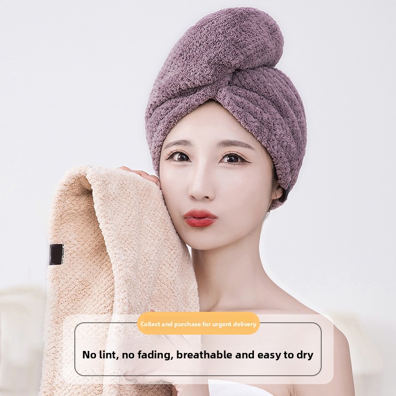 New Thickened Double Layer Hair Drying Cap Wipe Hair, Quick Drying Towel, Shower Cap Ultra Absorbent Microfiber Hair Dryer Caps