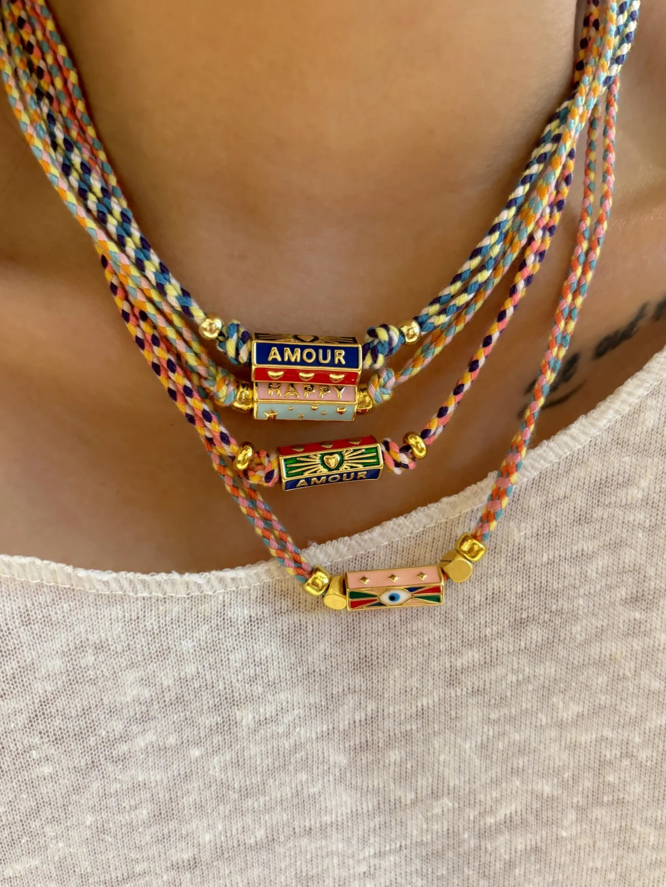 Tribal Style Handmade Braided Rope Pendant Necklace with Letter Charms for Women Party Accessories Necklace Jewelry 250715