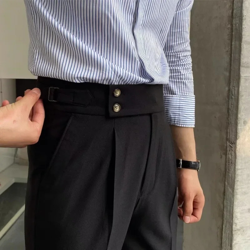 Naples Vintage Mens Suit Pants Casual Slim Fit Solid Color Fashionable Versatile Trendy Business Casual Trousers 250707