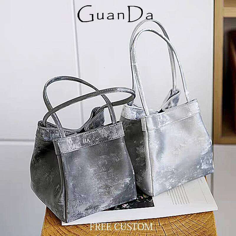 Custom Letters Design Woman Suede Leather Handbag Lady Fashion Silk Brand Shoulder Party Bucket Bag Cross-body Bags