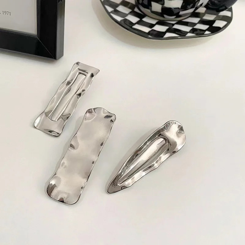Korean Version of Silver Wave Hair Clip With Side Bangs and Internet Celebrity Style Headwear Edge Clip 250716
