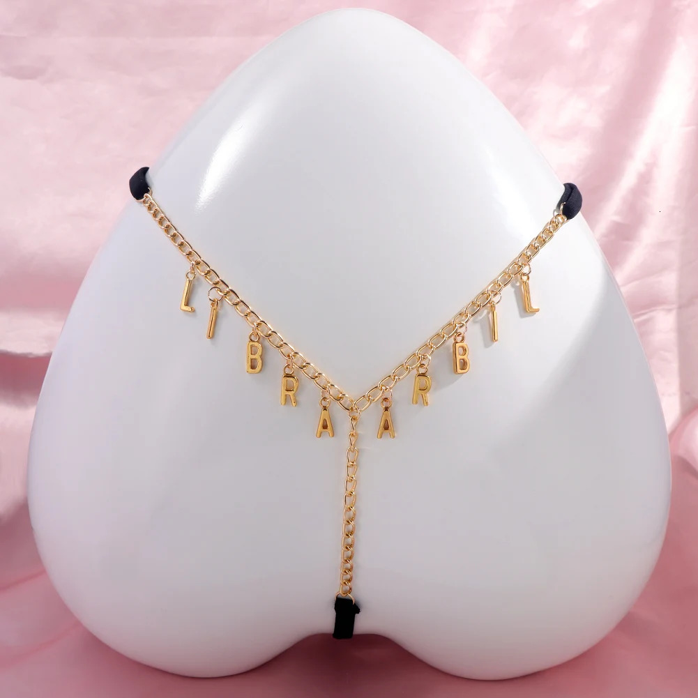 Personality Multicolor Bikini Thong Letter Waist Body Chain For Women Golden Metal Angel Baby Girl Body Jewelry 250716