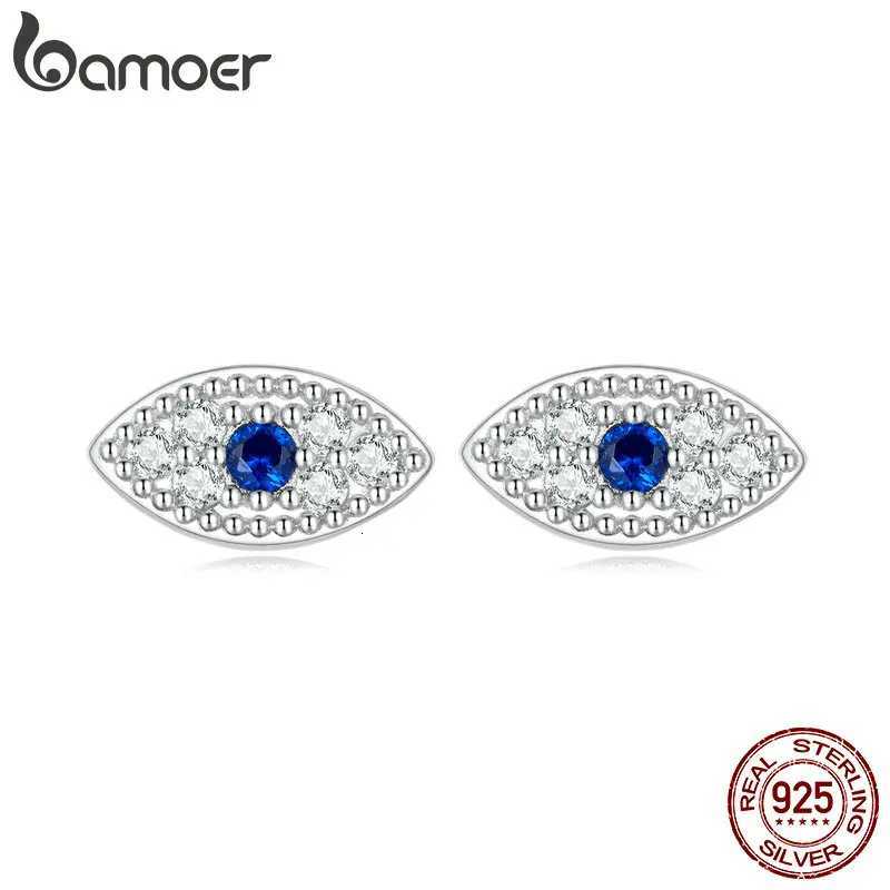Bamoer Authentic 925 Sterling Silver Devil Eye Stud Earrings for Women Shiny Blue Gem Ear Studs Fine Jewelry Wedding Gift VSE165 y250715