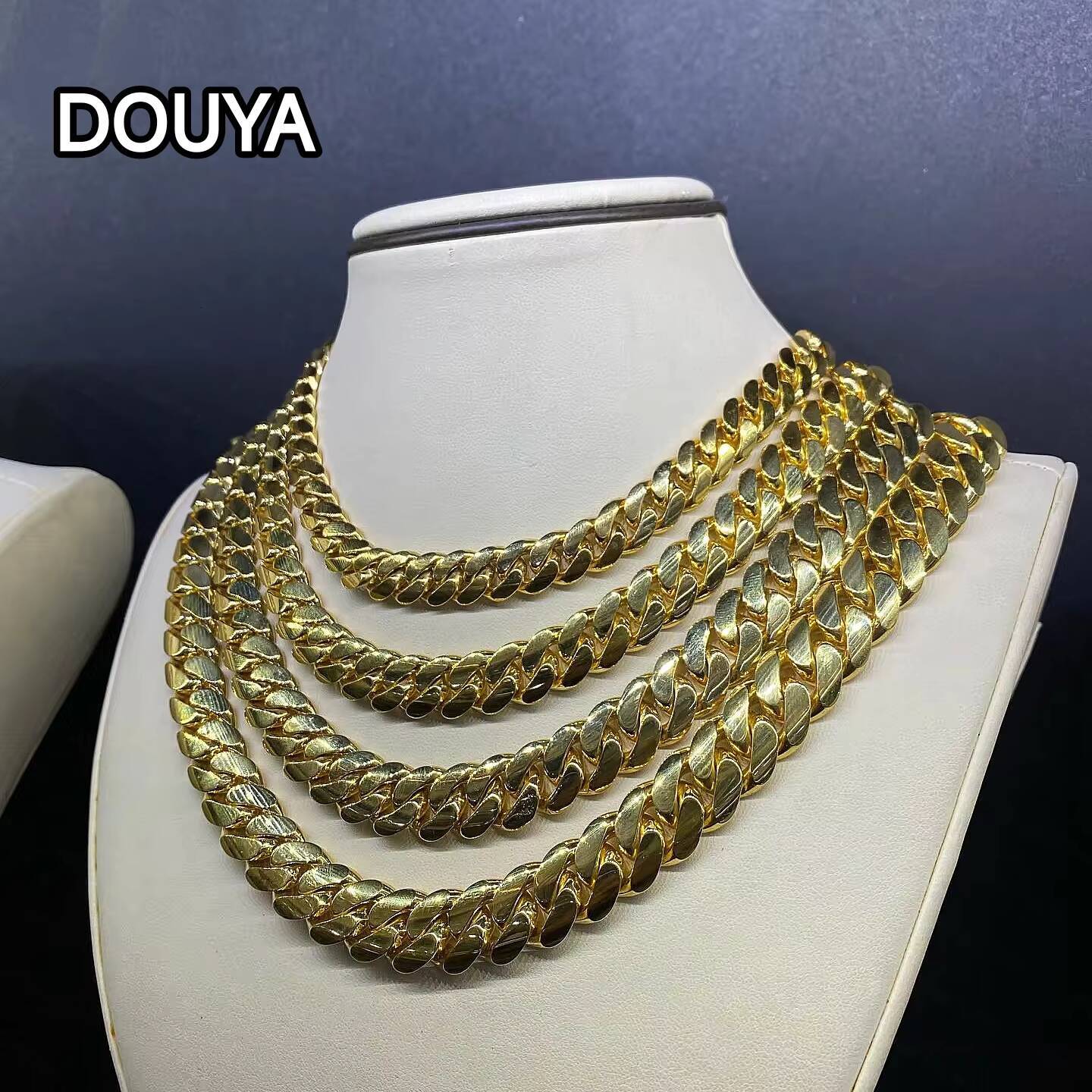 High Quality10K 14K 18K Gold Plated Cuban Chains Hollow Hip Hop Moissanite Clasp Men 6mm-15mm Wide Cuban Link Chain Necklace