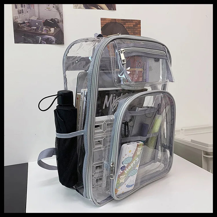 2025 PVC Clear Backpack See Through Clear Bookbags Transparent backpacks school backpack for college students mochila mujer 250714